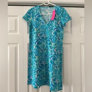 Lilly Pulitzer XS Surf Blue Coral of the Story Dress NWT
